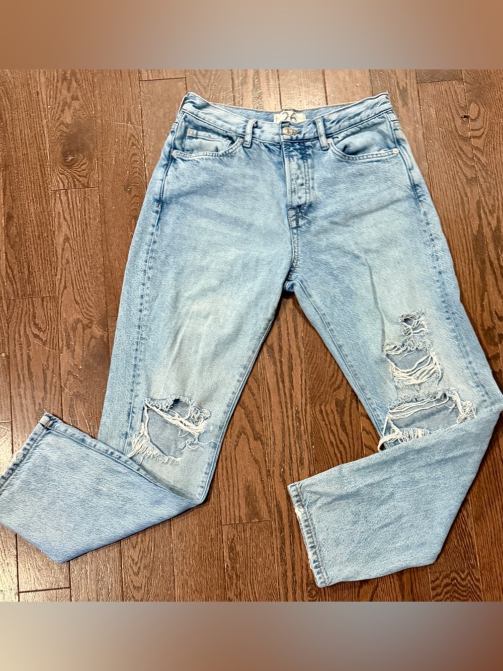 We The Free Light Blue Distressed High-Rise Jeans
